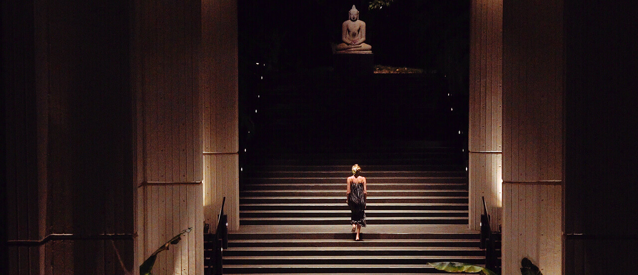 climbing stairs at night